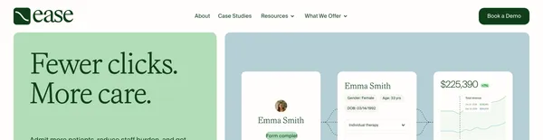 Ease Health | AI-Native CRM, EHR & RCM for Behavioral Health - Landing design inspiration