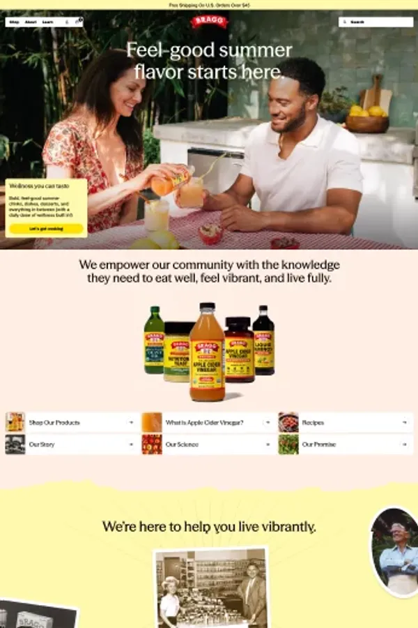 Bragg Live Foods | Apple Cider Vinegar, ACV Supplements & Wellness - Ecommerce design inspiration