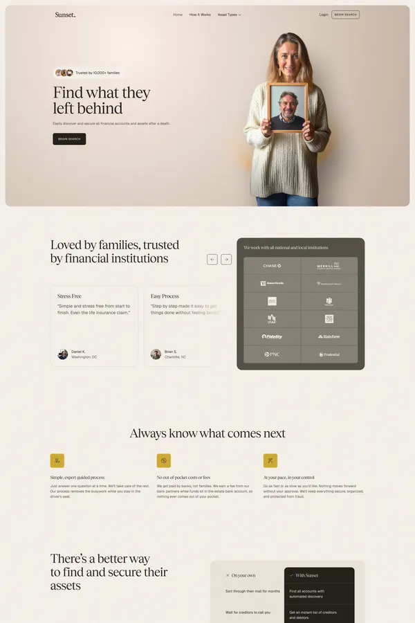Sunset — Find what they left behind. - Landing design inspiration