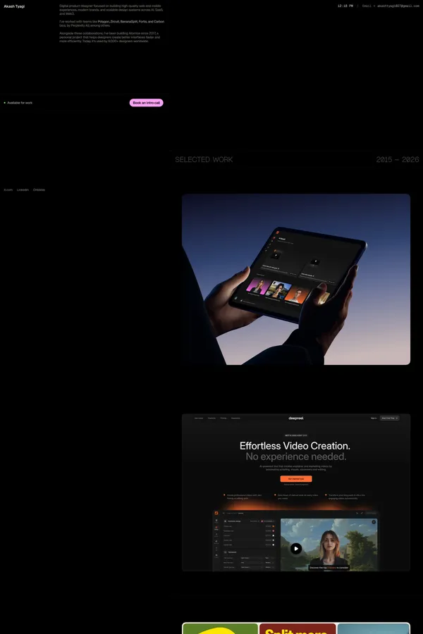 Akash Tyagi - Portfolio design inspiration