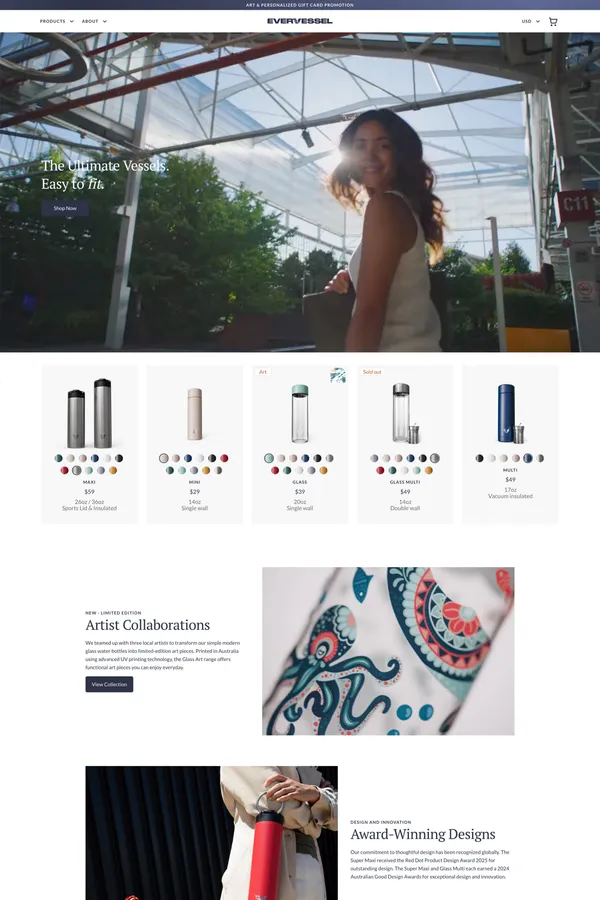 Ever Vessel | Ultimate Stainless Steel & Glass Water Bottles