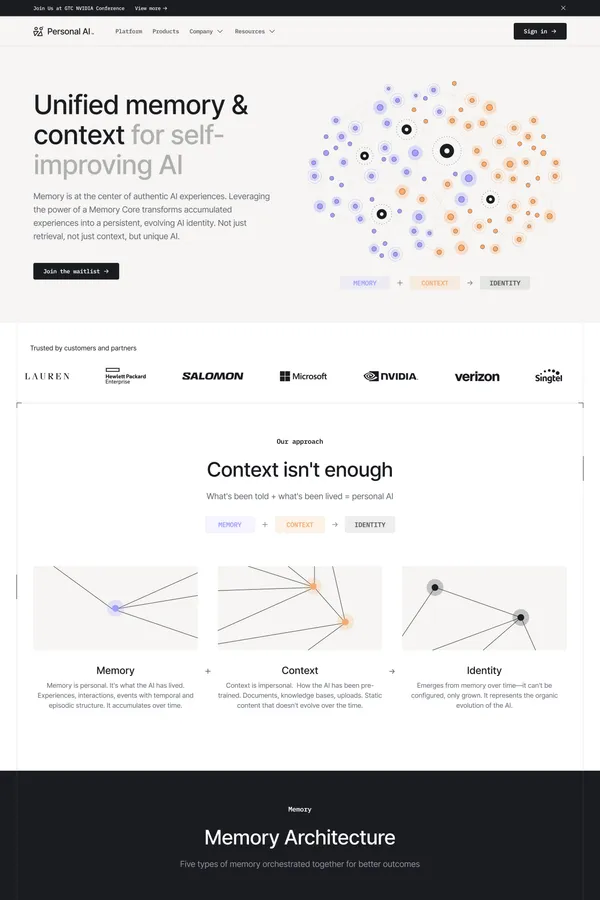 Personal AI | The Distributed Edge AI Platform - Landing design inspiration