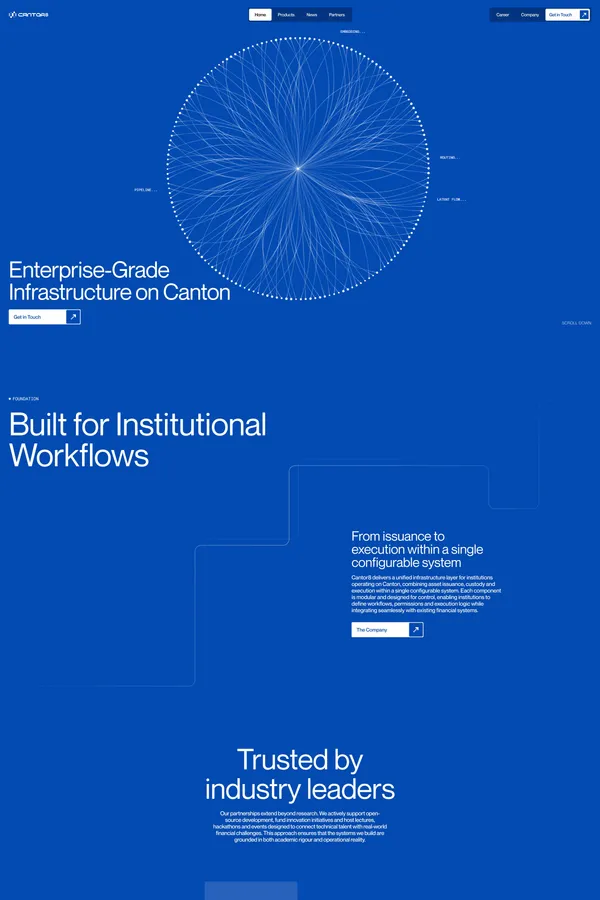 Cantor8: Enterprise Infrastructure for Canton Network - Landing design inspiration