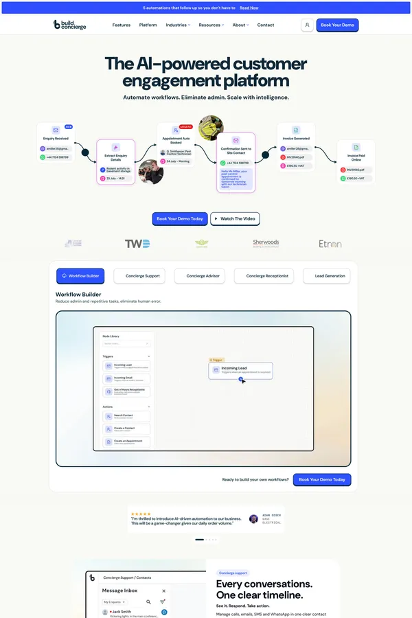 AI customer engagement platform for trades