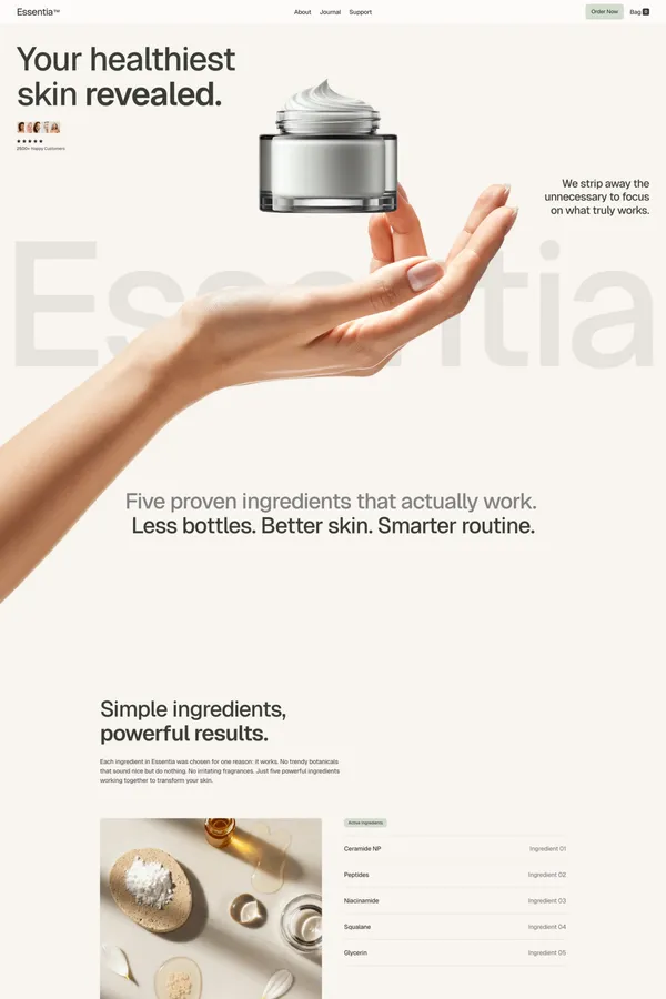 Essentia Ecommerce Template for Framer - Landing design inspiration