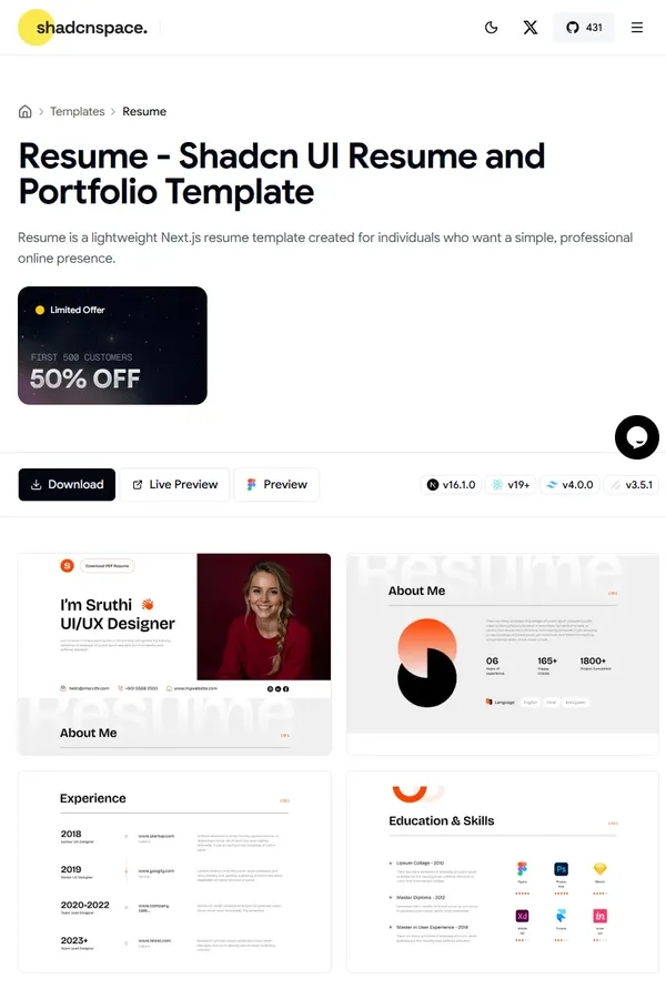 Resume - Shadcn UI Resume and Portfolio Template