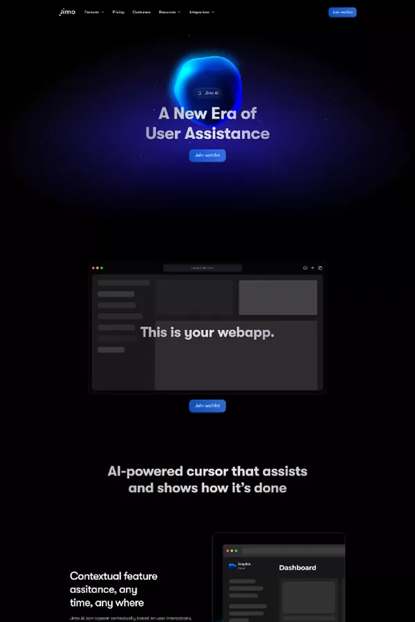 Jimo AI - A New Era of User Asistance - Landing design inspiration