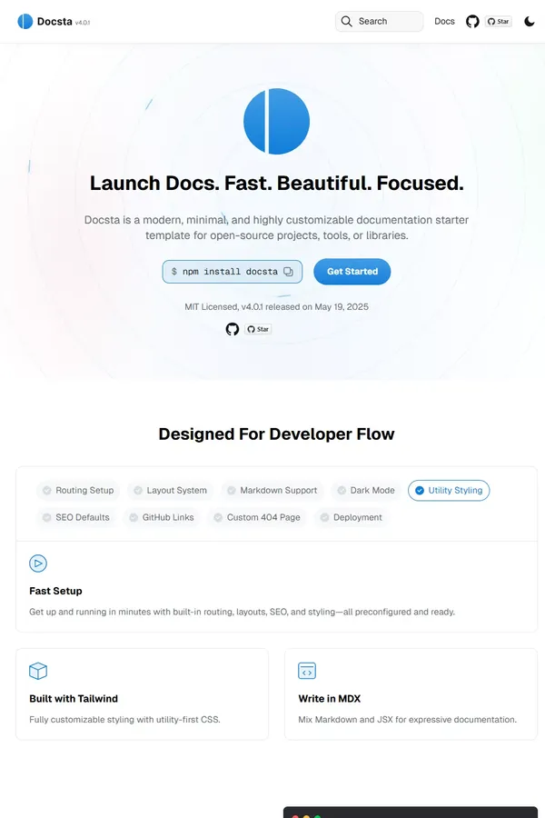 Next.js Documentation Template | Launch Your Docs Page in Minutes - Blog design inspiration