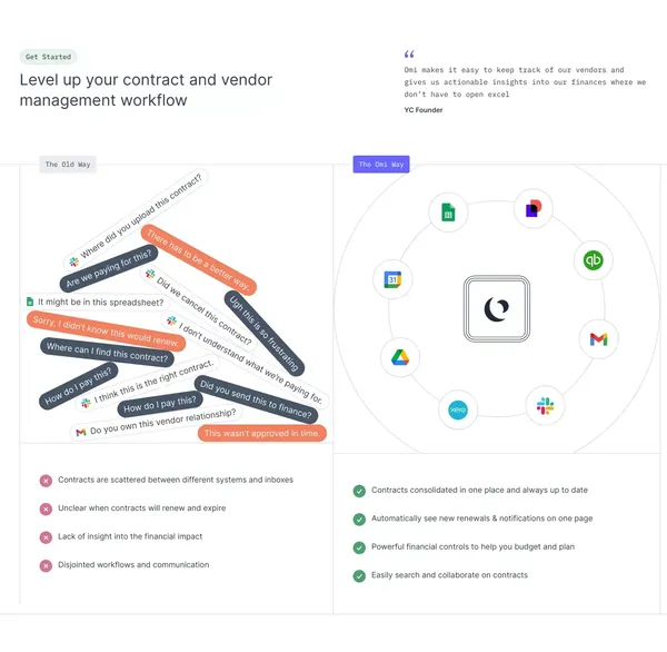 Omi | Vendor and Document Management - Landing design inspiration