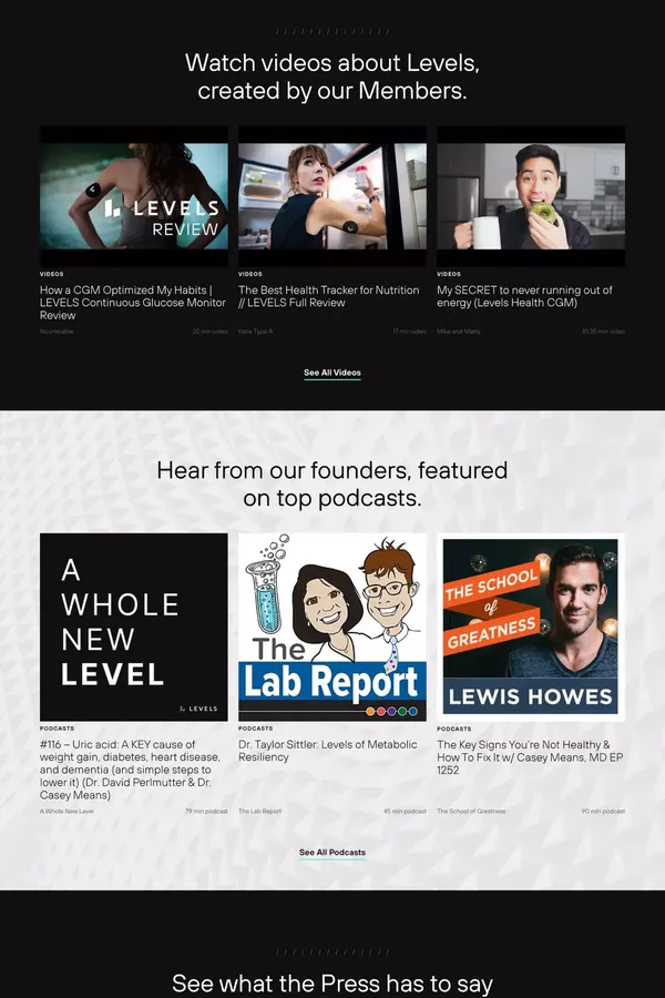 Levels - Metabolic Fitness Program - Landing design inspiration