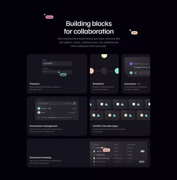 Liveblocks | Collaborative experiences in days, not months - Landing design inspiration