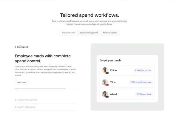 Moss: Spend smarter. - Landing design inspiration