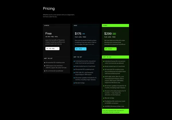 Plasticity - Landing design inspiration