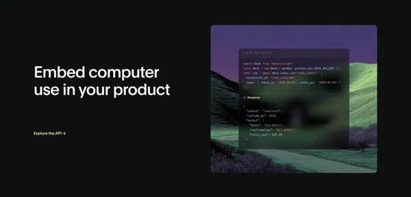 Deck — Design and Deploy Computer Use Agents - Landing design inspiration
