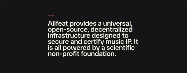 Allfeat | Unchained music value - Landing design inspiration