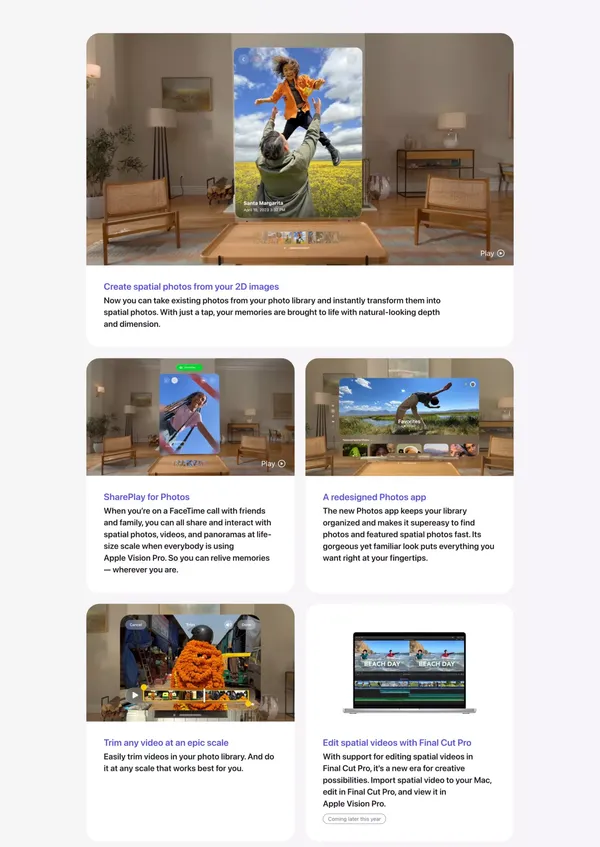 visionOS 2 Preview - Apple - Landing design inspiration