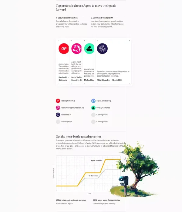 Agora: The onchain governance company - Landing design inspiration