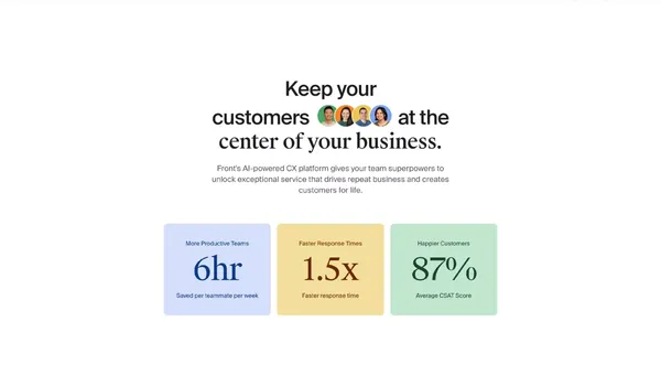 Front - The Platform for Exceptional Customer Service at Scale - Landing design inspiration