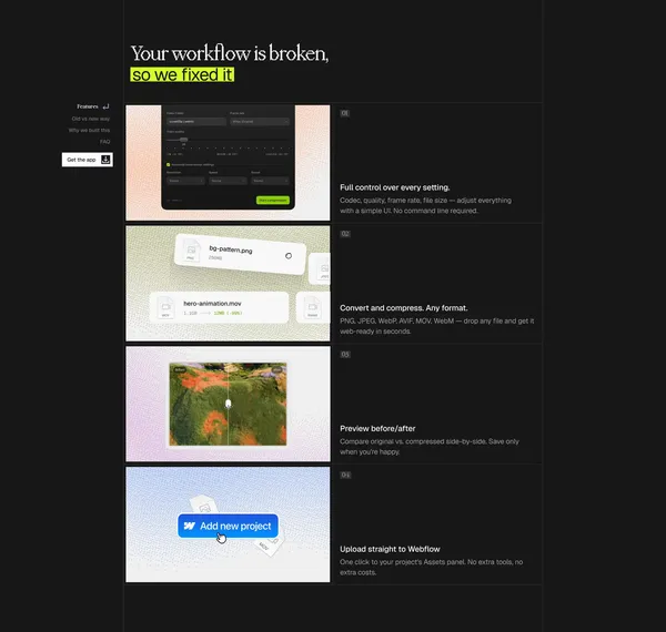 Squeeze – Video & Image Compression for macOS - Landing design inspiration