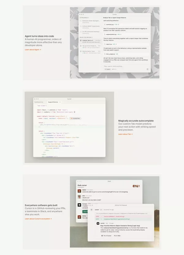 Cursor: The best way to code with AI - Landing design inspiration