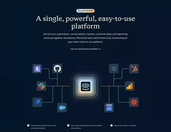 Intercom: The best of automation and human customer service - Landing design inspiration