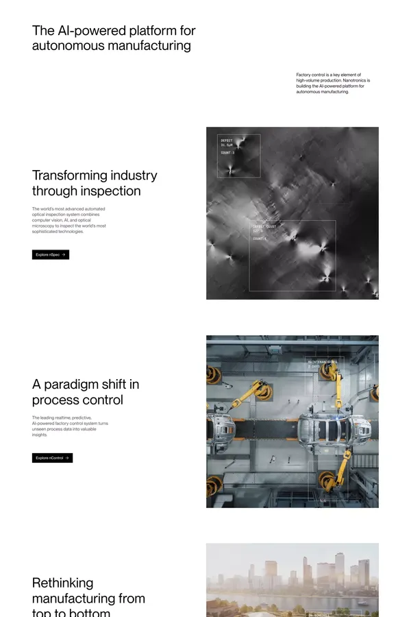 Automated Optical Inspection Solutions | Nanotronics - Landing design inspiration
