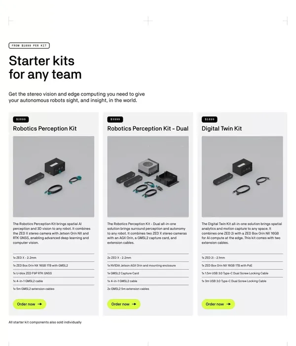 Stereolabs | AI perception for automation - Landing design inspiration