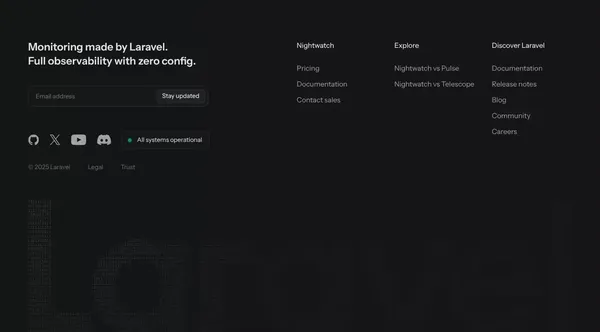 Laravel Nightwatch - Landing design inspiration