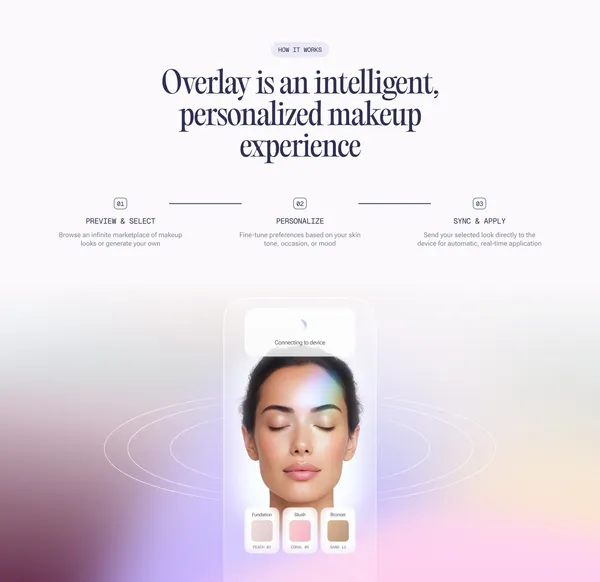 Overlay | The Future of Beauty is Automated - Landing design inspiration