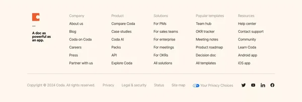Coda: Your all-in-one collaborative workspace. - Landing design inspiration