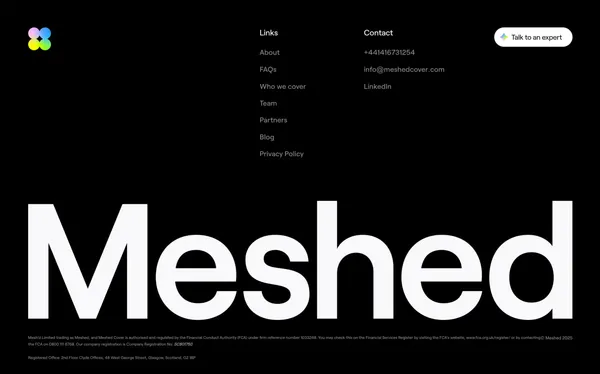 Meshed: Your best business insurance broker in finding the right cover with AI - Landing design inspiration