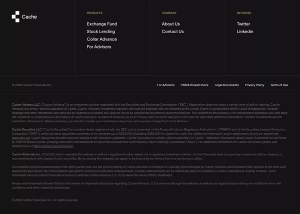 Cache | A modern brokerage for your large stock positions - Landing design inspiration