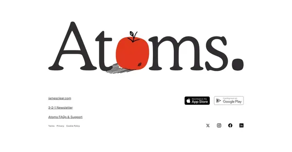 Atoms. The official Atomic Habits app - Landing design inspiration