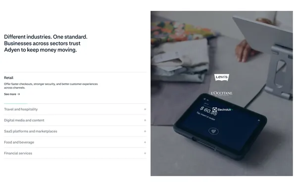 Adyen: Fintech platform for enterprises - Adyen - Landing design inspiration