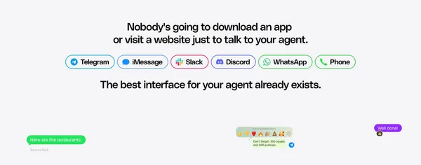 Spectrum by Photon | Bring your agents to iMessage, WhatsApp, Telegram, Slack, and beyond - Landing design inspiration