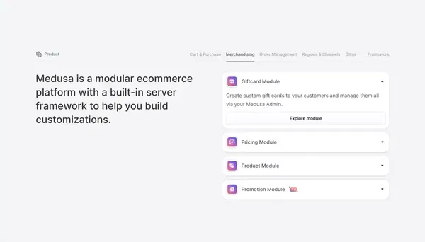 Medusa - Building blocks for digital commerce - Landing design inspiration