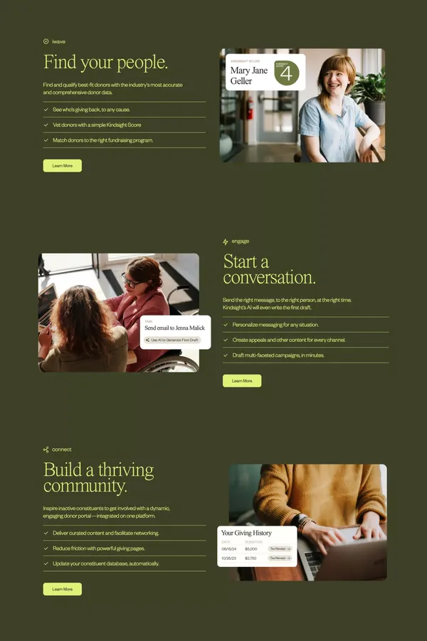 Kindsight - Making Fundraising Easier - Landing design inspiration