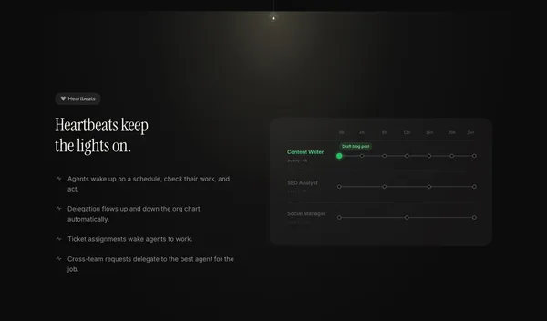 Paperclip — Open-source orchestration for zero-human companies - Landing design inspiration