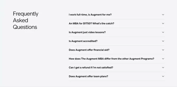 Augment.org | The Best MBA Alternative - Landing design inspiration