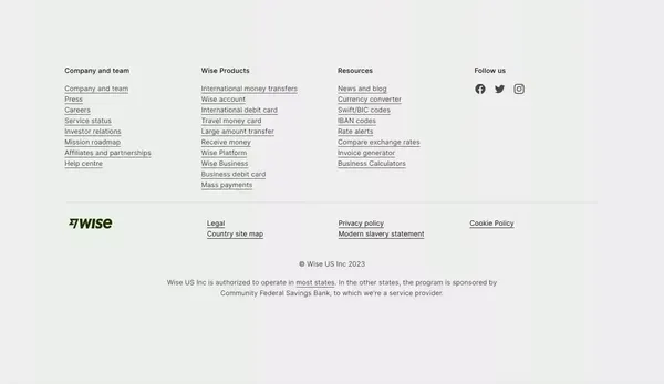 Wise: the international account | Money without borders - Landing design inspiration