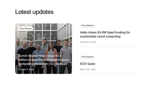 Helio: Powering a Brighter Cloud - Product page design inspiration