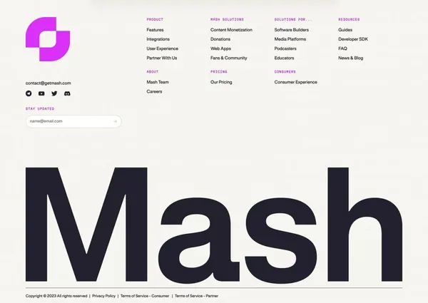 Mash - Landing design inspiration
