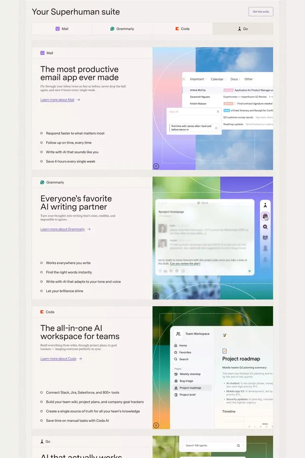 Superhuman: Mail, Docs, and AI That Work Everywhere - Landing design inspiration