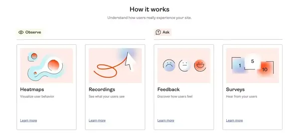 Hotjar: Website Heatmaps & Behavior Analytics Tools - Landing design inspiration
