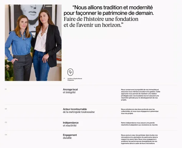 Caso Patrimoine - Foncière familiale & engagée à Toulouse, Paris, et Bordeaux - Landing design inspiration
