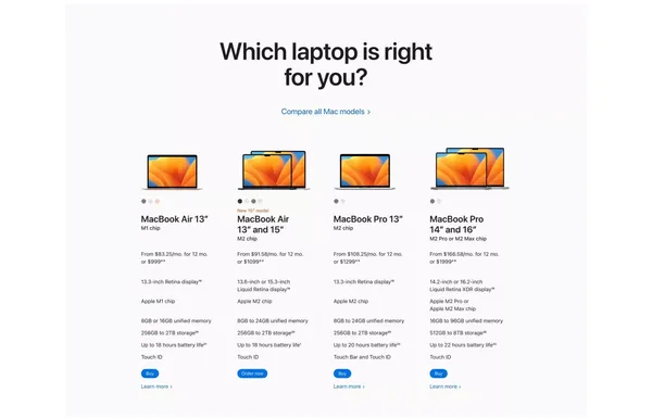 MacBook Air 13- and 15-inch with M2 - Apple - Landing design inspiration