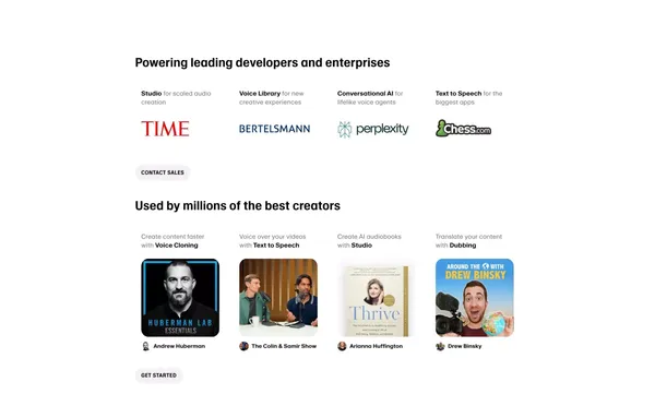 Free Text to Speech & AI Voice Generator | ElevenLabs - Landing design inspiration