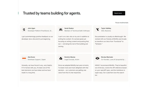 Mintlify - The Knowledge Platform Built for Agents - Landing design inspiration