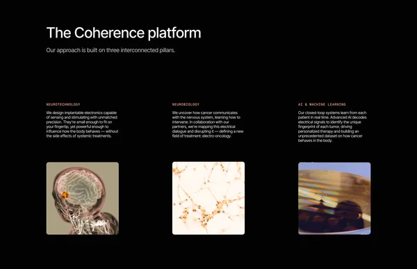 Coherence | Reprogramming Cancer from Within with Therapeutic Neurotechnology - Landing design inspiration