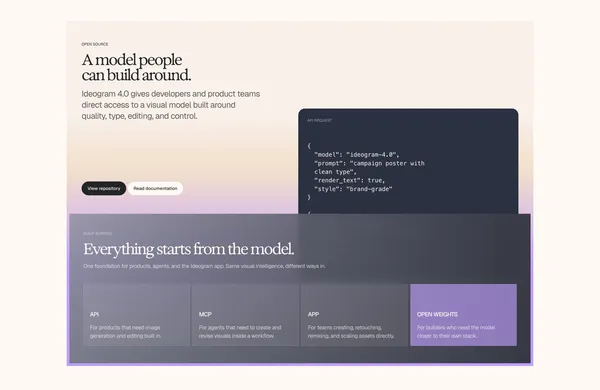 Ideogram 4.0 — The open model for visual intelligence - Landing design inspiration